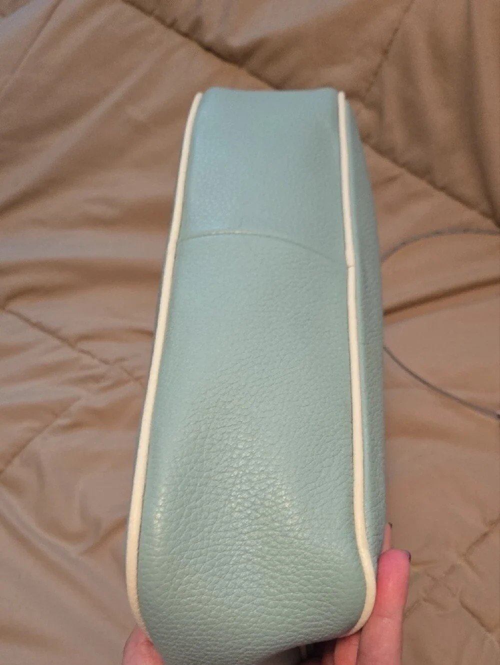 kate spade Mint Green Pebble Leather Shoulder Bag with Cream Trim